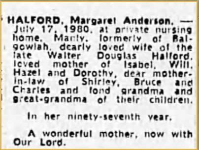 Margaret Anderson Halford Find A Grave Memorial