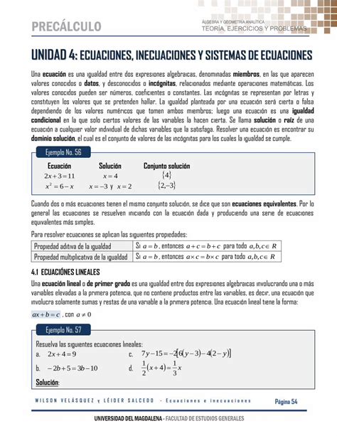 Pdf Unidad Ecuaciones Inecuaciones Y Sistemas De Ecuaciones