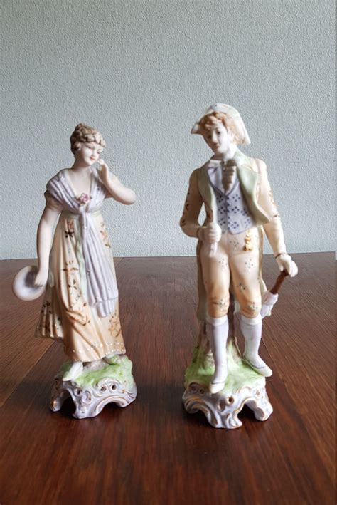 Vintage In The Style Of Kalk Bisque Couple Of Figurines Man And Woman