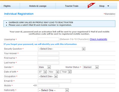 Irctc Registration How To Create New Irctc Account