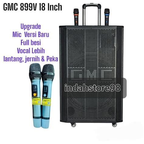 Jual Speaker Aktif Portable 18 Inch GMC 899V Bluetooth Karaoke 2 Mic