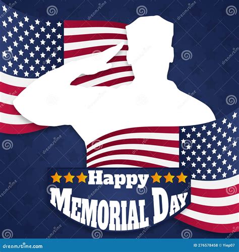 Memorial Day Background with American Flag and Silhouette of Soldier ...