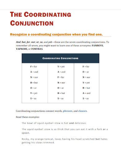 Coordinating Conjunction 20 Examples Rules List Pdf