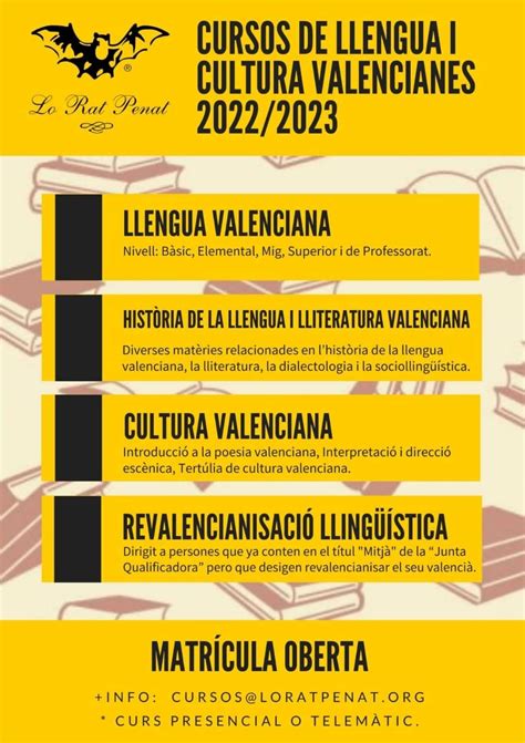 Lo Rat Penat Obri La Matr Cula Per Als Seus Cursos De Llengua I Cultura