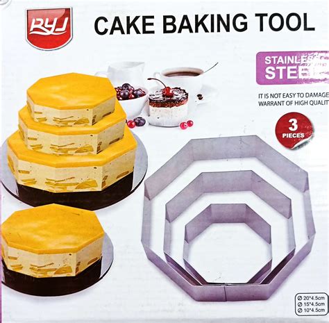 Cake Baking Tool Stainless Steel Hexagon Cake Ring Cookie Cutter - 3 ...