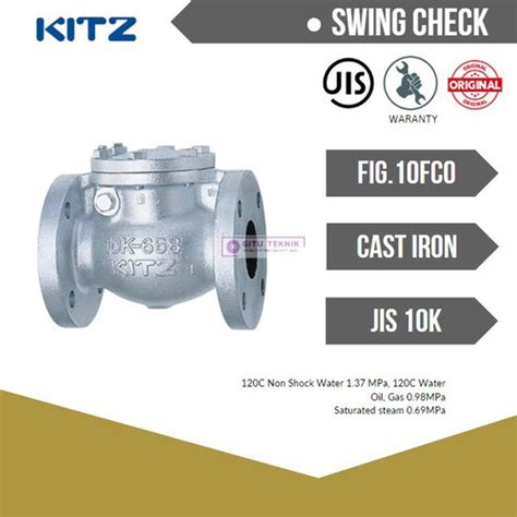 Jual Swing Check Valve 4 Inchi DN 100 Cast Iron JIS 10K Kitz