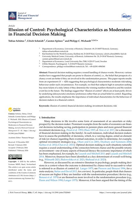 PDF Illusion Of Control Psychological Characteristics As Moderators