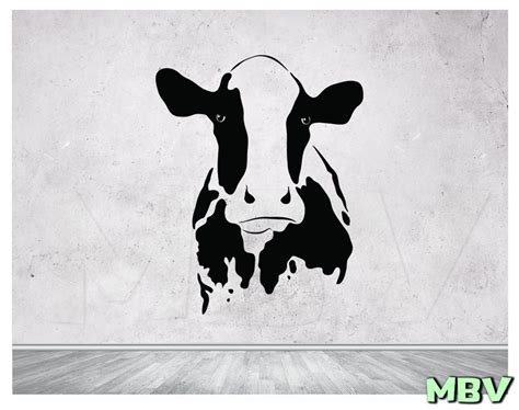 Cow Wall Decal Cow Head Wall Art Cow Wall Decor Cow Vinyl Sticker ...