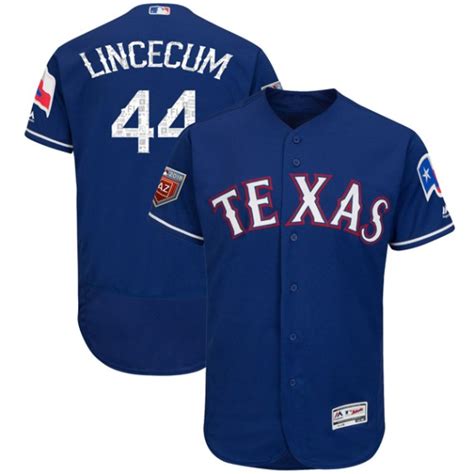 Texas Rangers Tim Lincecum Official Royal Authentic Youth Majestic Flex