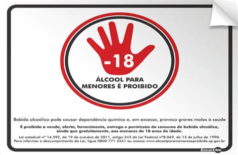 Adesivo Vinil X Cm Proibido Bebida Alco Lica Para Menores De Anos