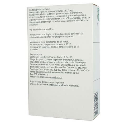 Pradaxa Dabigatran 150 Mg 30 Cápsulas