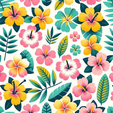 Hawaiian Style Floral Seamless Pattern