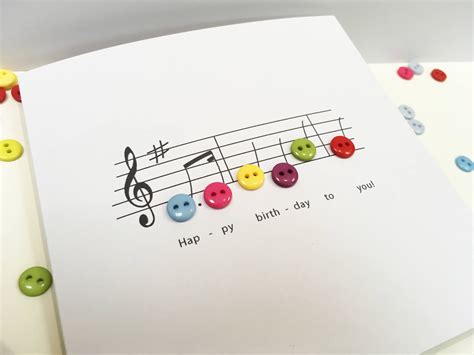 Happy Birthday Music Card Birthday Card With Button Notes - Etsy