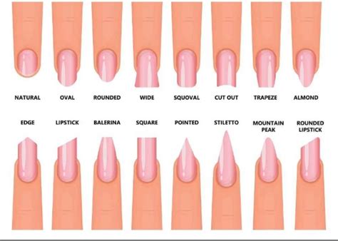 Nail Shape Chart Find Out About Different Nail Shapes And Designs Acrylic Nail Shapes