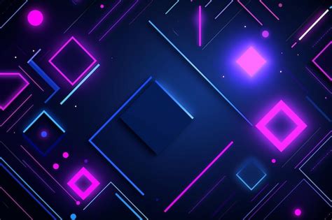 Abstract Geometric Blue And Purple Neon Background Premium Ai Generated Image