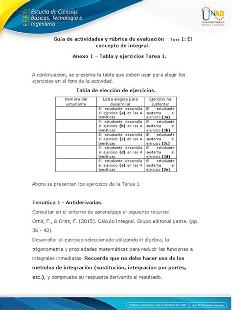 Anexo 1 Tabla Y Ejercicios Tarea 1 Pdf Integral Relaciones Matematicas