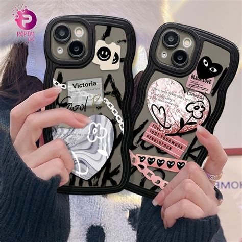 Portalacc Softcase Gelombang Motif Black Love Ss Casing Hp Kekinian