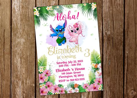 Invitación de Lilo y Stitch Invitación de cumpleaños de Lilo y Etsy