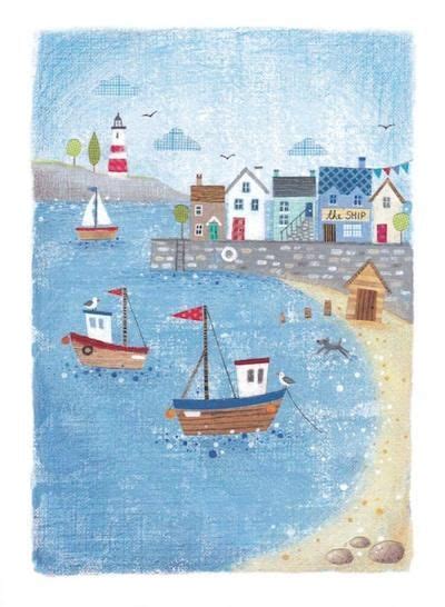 Harbour Scene Advocate Art Art Folk Art Painting