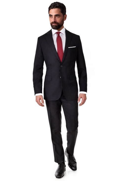 Costume Noir Uni En Laine Et Soie Tailored Suit Paris