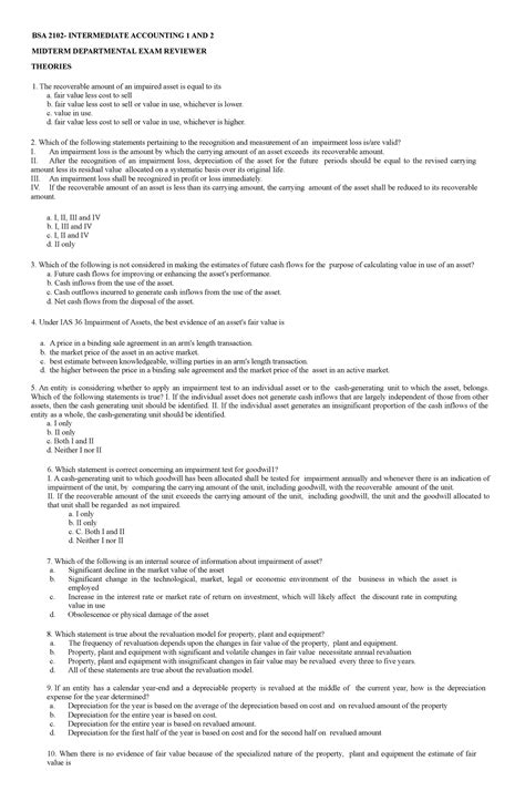 Qe A Quiz Bsa Intermediate Accounting And Midterm