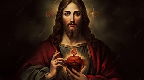 Fondo Una Imagen De Jesus Sosteniendo Un Corazon Rojo Fondo Jesus Con