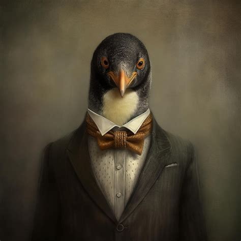 Premium AI Image A Penguin Wearing A Suit And A Bow Tie