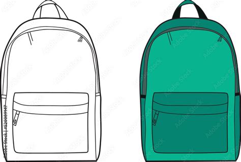 Back to school Element,Outline and Colored Backpack,Educational clip ...