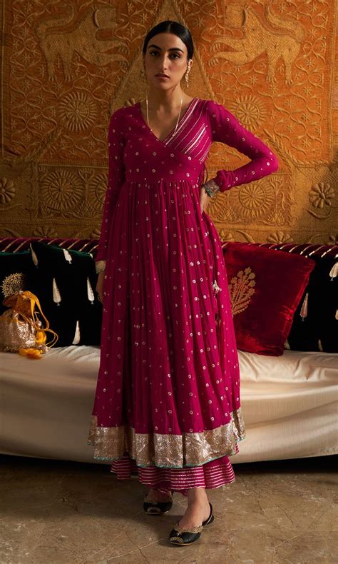 Phillauri Rani Pink Angrakha Style Anarkali With Sharara And Dupatta