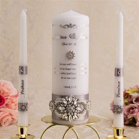 Personalized Unity Candle Set For Wedding Ceremony With Silver Etsy