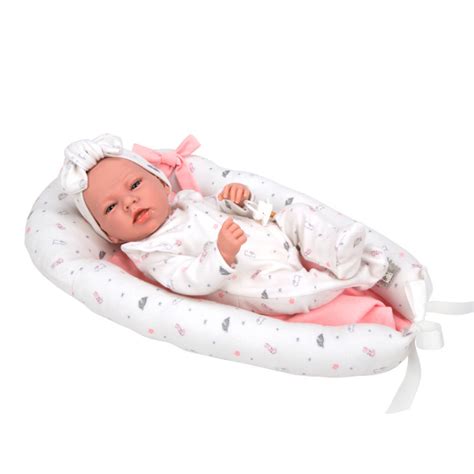 Arias ELEGANCE Weighted Realistic Newborn Baby Doll DAFNE With Bassinet