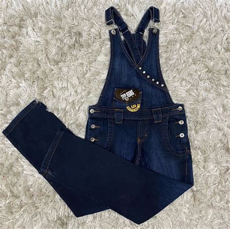 Jardineira Jeans Vintage Anos 2000 s Macacão Feminino Usado 76362097