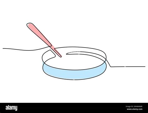 Petri Dish Laboratory Equipment And Tools Object One Line Drawing