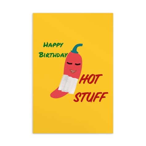 Hey Hot Stuff Hot Stuff Postcard Chile Pepper T Funny Etsy