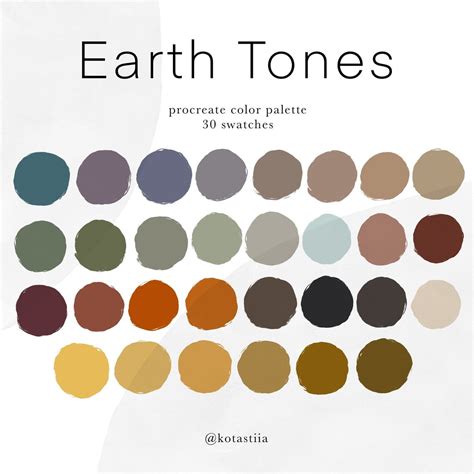 Earth Tones Color Palette 30 Handpicked Swatches For Procreate Colors