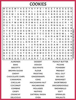 Cookies Word Search By Jennifer Olson Educational Resources Tpt