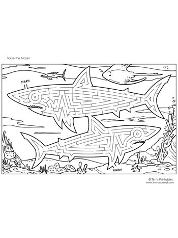 Shark Maze - Tim's Printables