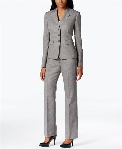 Le Suit Three Button Tweed Pantsuit All Suits And Suit Separates