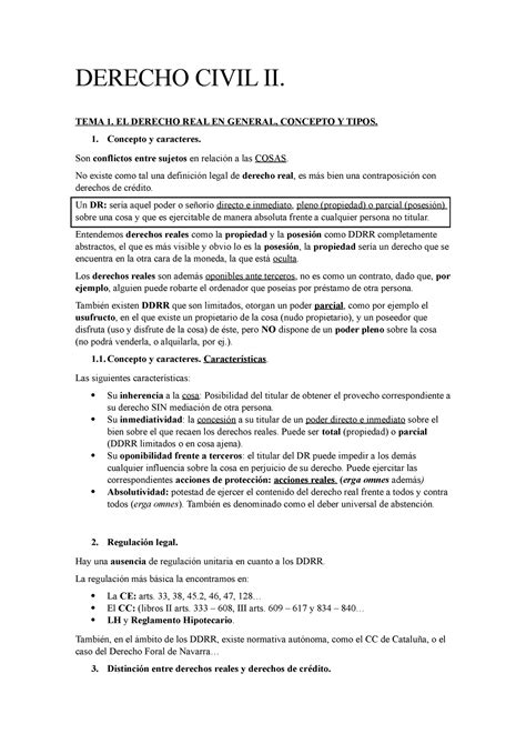 Apuntes Completos Asignatura Derecho Civil II DERECHO CIVIL II TEMA