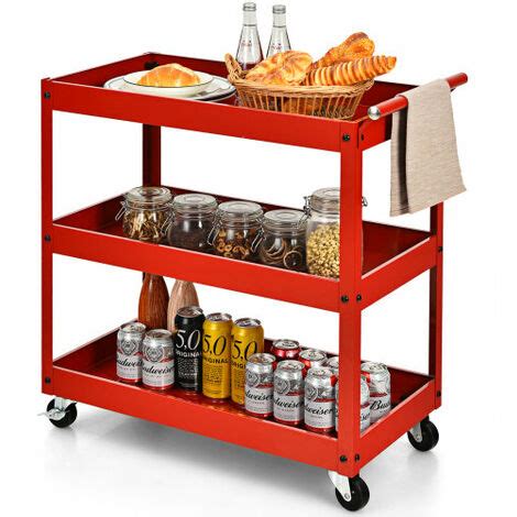 3 Tier Tool Trolley Utility Cart Heavy Duty Service Cart