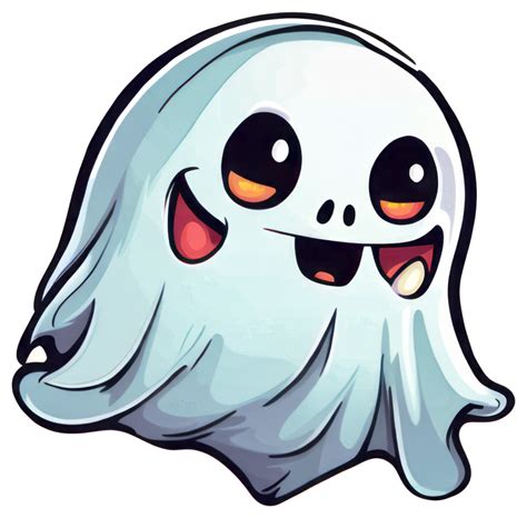 Cute Halloween Ghost Sticker Design Png