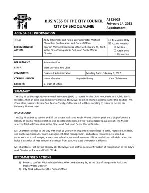 Fillable Online Business Of The City Council City Of Snoqualmie Fax