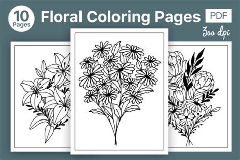 Flower Bouquets Colouring Book Pages Graphic By Skalling Dygital