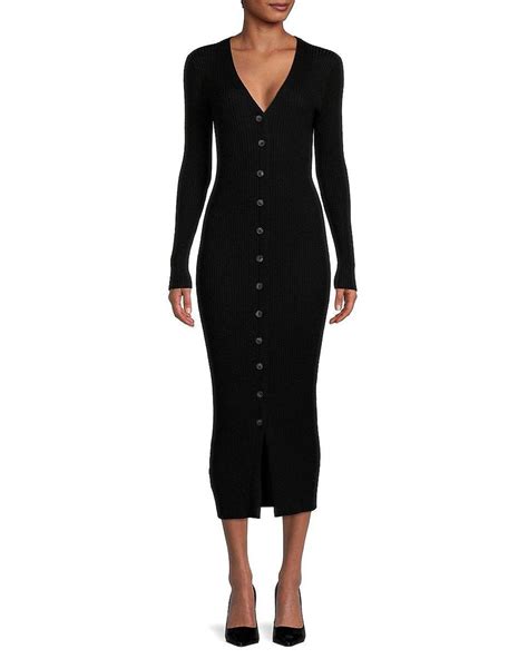 Calvin Klein Ribbed Maxi Sweater Dress In Black Lyst