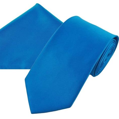 Plain Sapphire Blue Men S Satin Tie Pocket Square Handkerchief Set