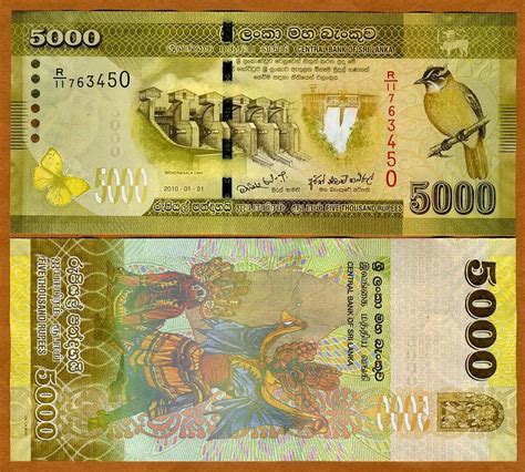 Sri Lanka 5000 Rupees 2010 P 128 Unc Colorful Ebay