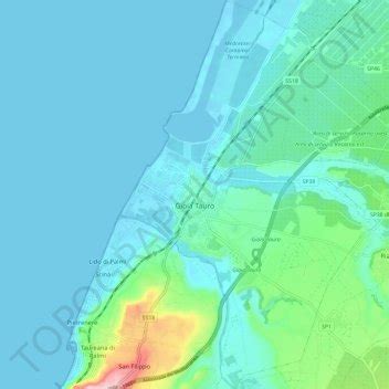 Gioia Tauro topographic map, elevation, terrain