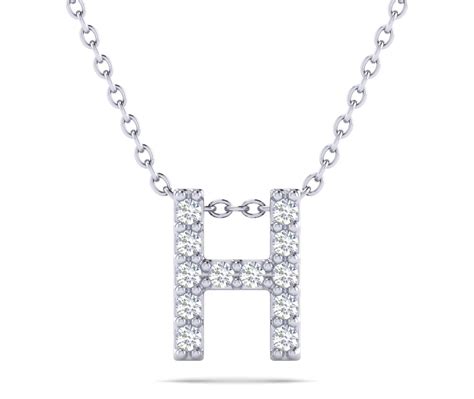 18k White Gold Diamond Letter H Necklace