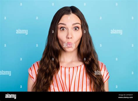 Photo Of Shocked Excited Lady Open Mouth Omg Reaction Wear Striped