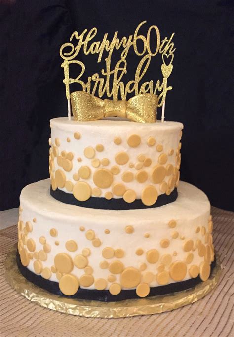 Black And Gold Elegant 60th Birthday Cake 60th Birthday Cakes 50th